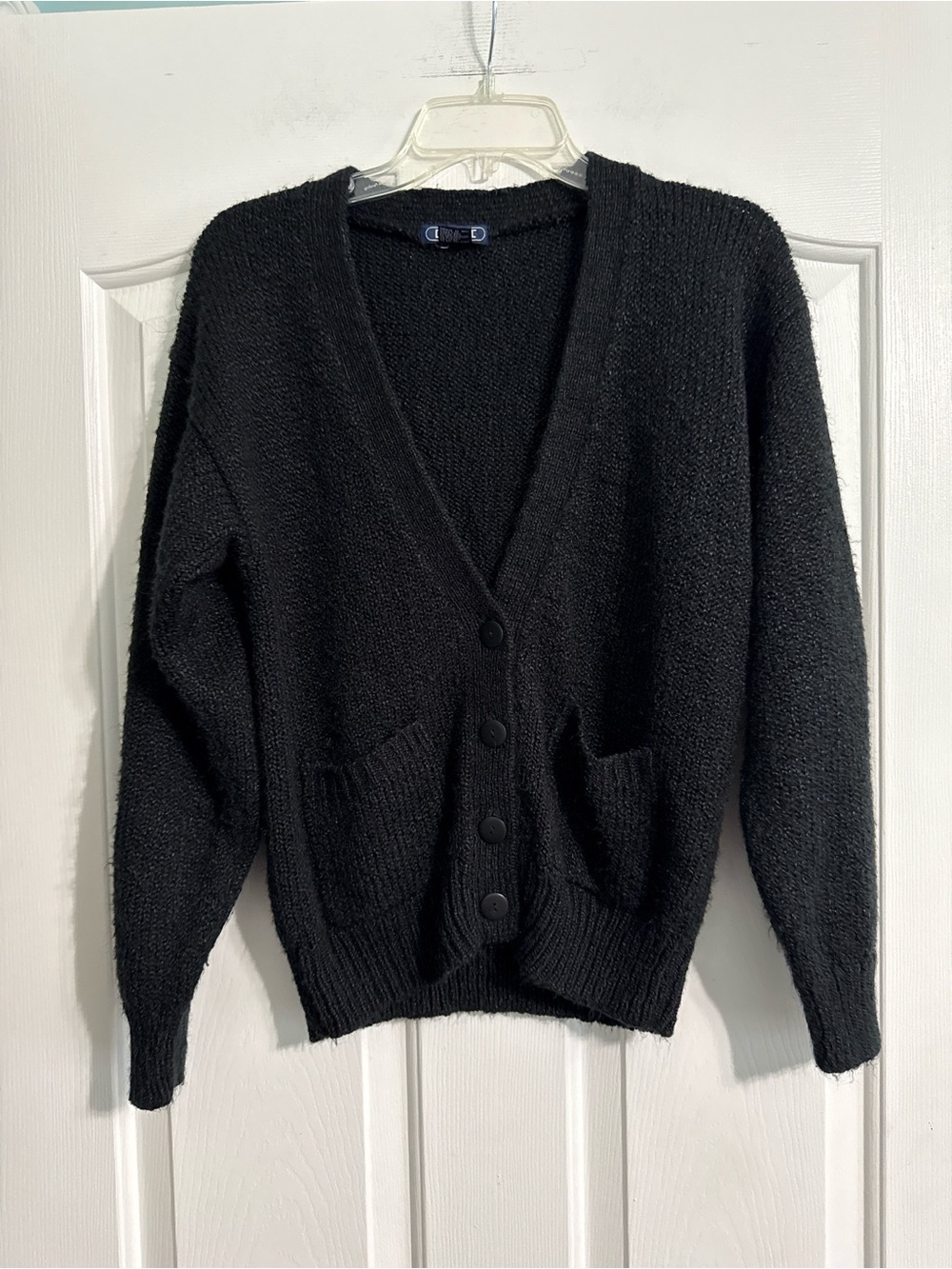 Cozy Black V-Neck Button Cardigan Sweater